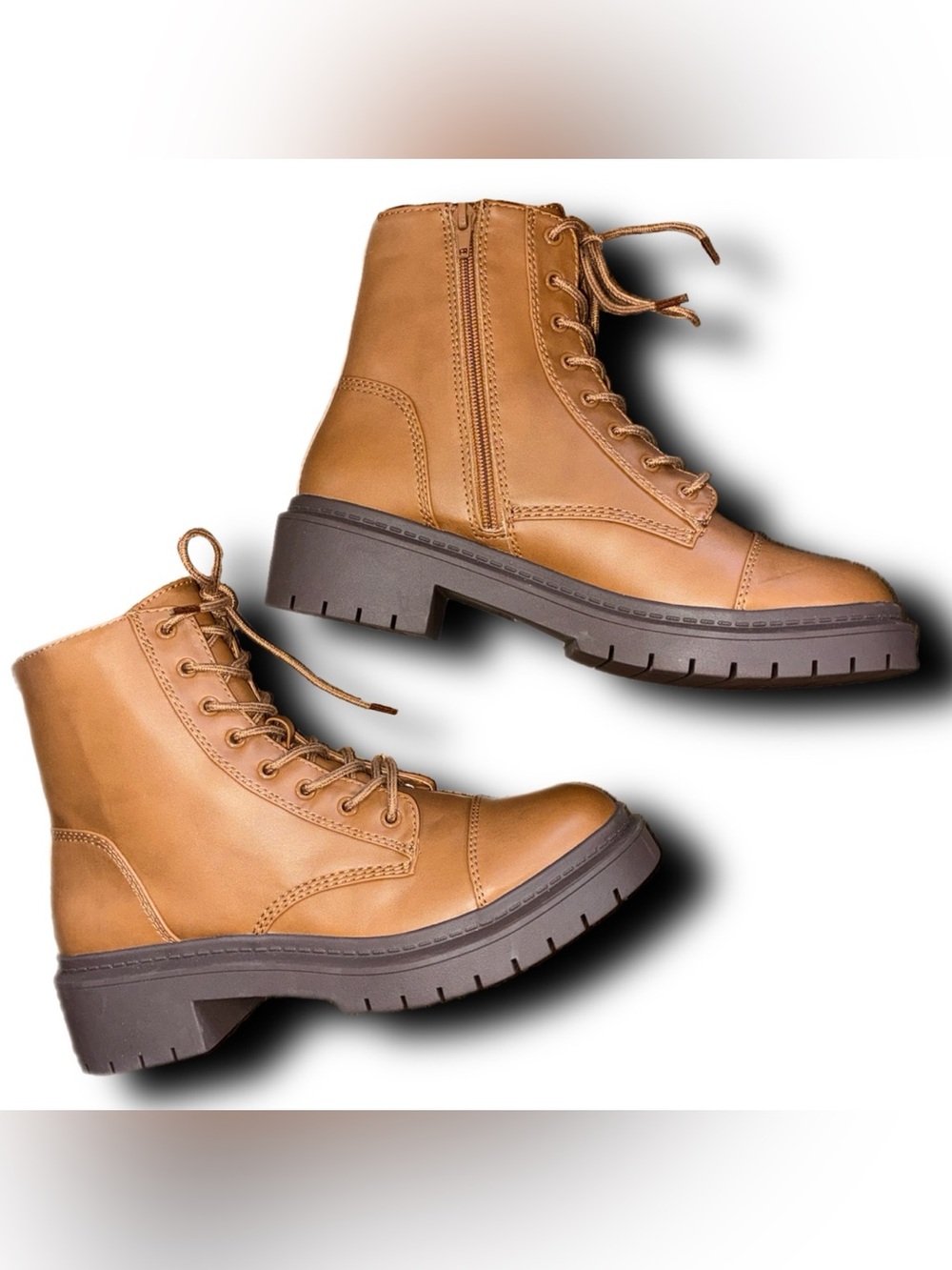 NWOT or Box Aldo Faux Leather Goer Ankle Combat Boot in Cognac